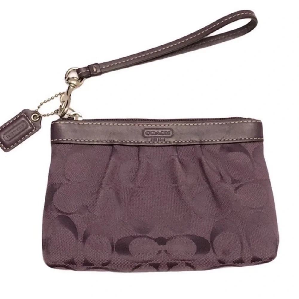 Coach signature purple wristlet clutch bag